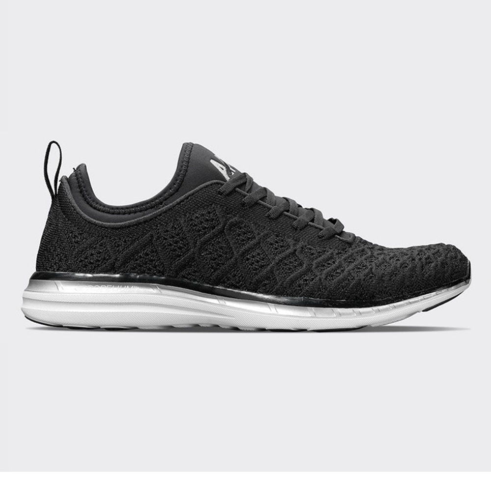 APL Men's Black Knit Athletic Shoes with White Sole